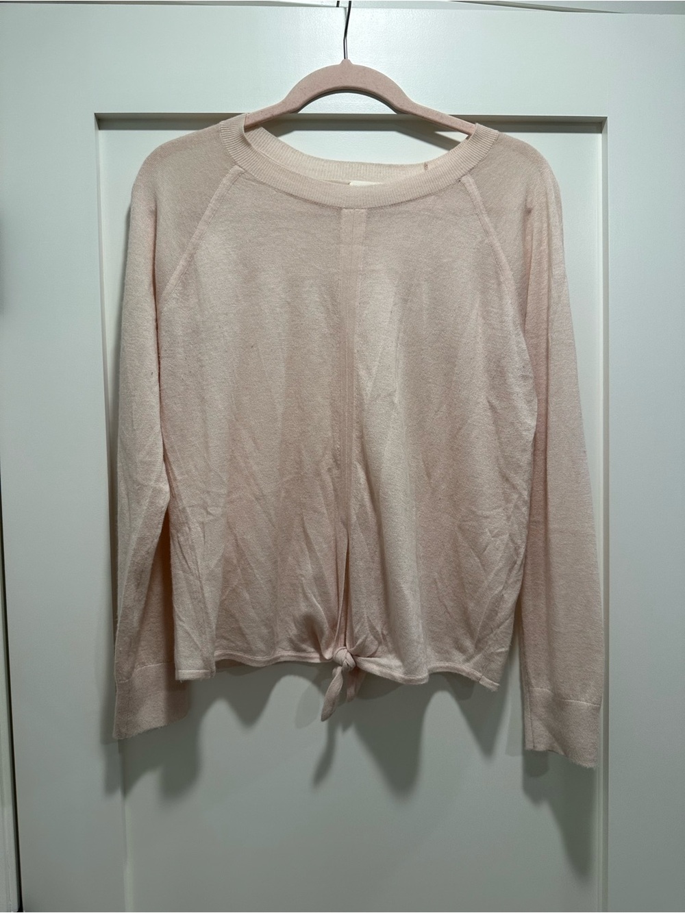 Club Monaco Blush Tie-Front Long Sleeve Top